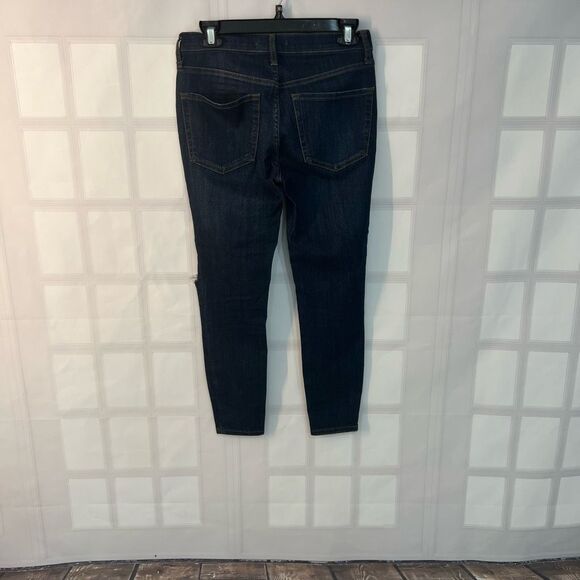 🔥🔥5 for $25🔥🔥Free People Blue Ripped Knee Cropped Dark Wash Skinny Jeans Size 27 - Picture 5 of 12